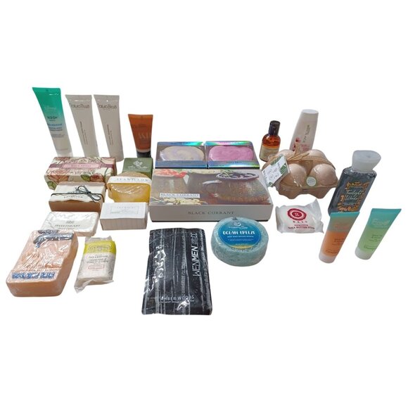 Assorted Luxury Bath & Body Product Lot Including Soaps Shampoos & Bubble Bars